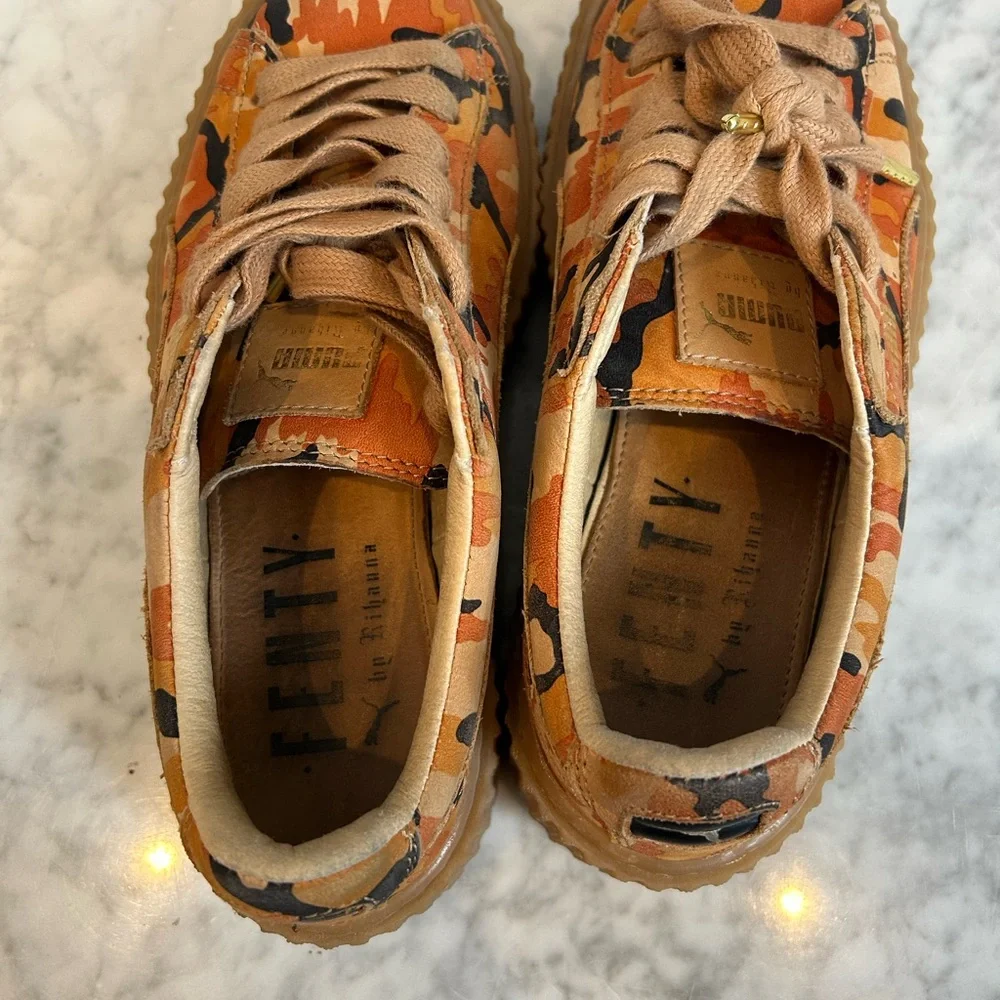 Puma FENTY by Rihanna Creeper Sneakers Orange Camo Platform | Women’s 6 - Picture 4 of 6